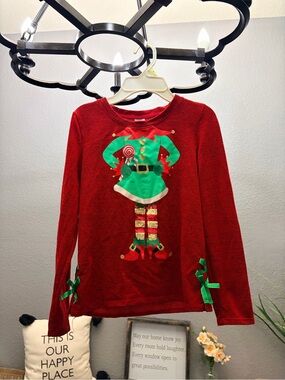 Girls' Red Holiday Elf Tunic Top